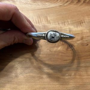 White buffalo sterling silver Native American bracelet cuff